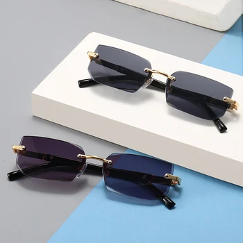 Fashion Rimless Sunglasses Men Women Popular Rimless Sunglasses Men Women Classic Small Square Summer Travel Shades 1