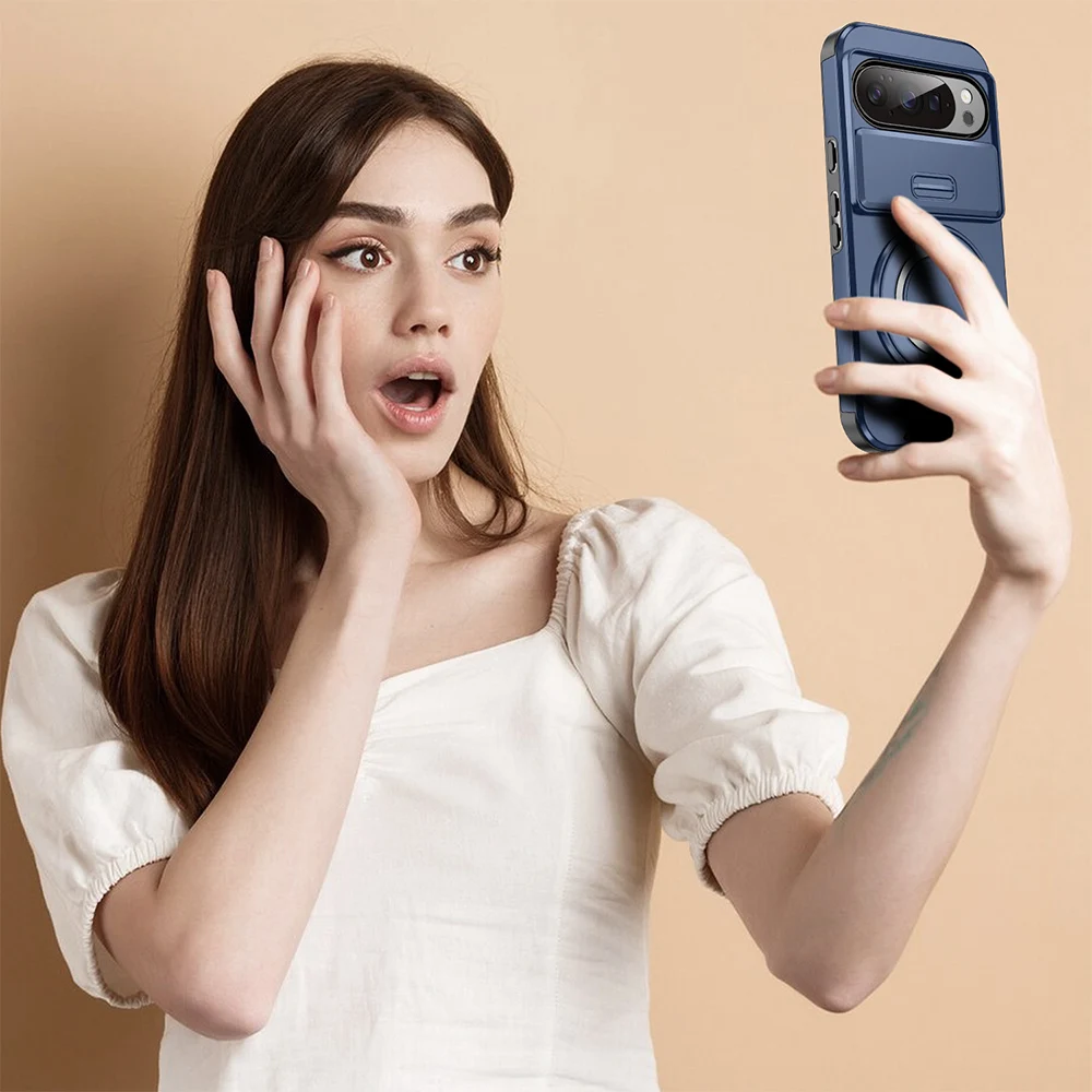 Heavy Duty Rugged Phone Case with Sliding Lens Cover and Kickstand Ring