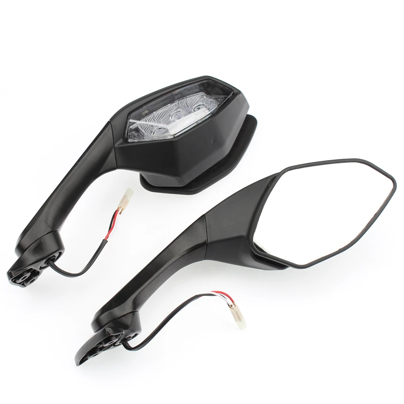 YZF R1 R6 Black L&R Motorcycle Rear View Mirrors With Turn Signals For YAMAHA R1 R6 YZF-R1 2015-2020 YZF-R6 2017 2018 2019 2020 3