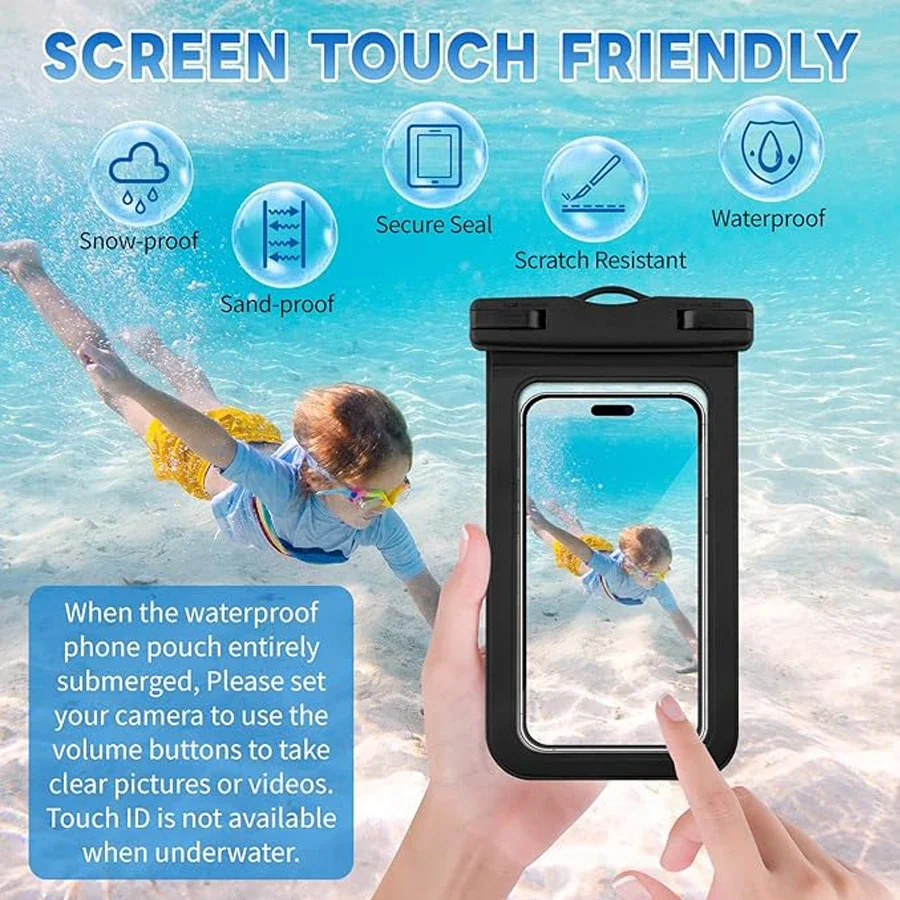 2 PCS Waterproof Pouches - Crystal-Clear Protection for Your Smartphone Underwater,Sand,and Snow,Touch-Friendly,and Easy-to-Use! 5
