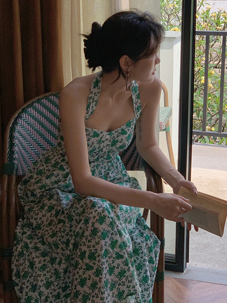 

Summer Floral Off Shoulder Puff Sleeve Maxi Dress For Woman Robe Sexy Split Chic Midi Aesthetic Clothes