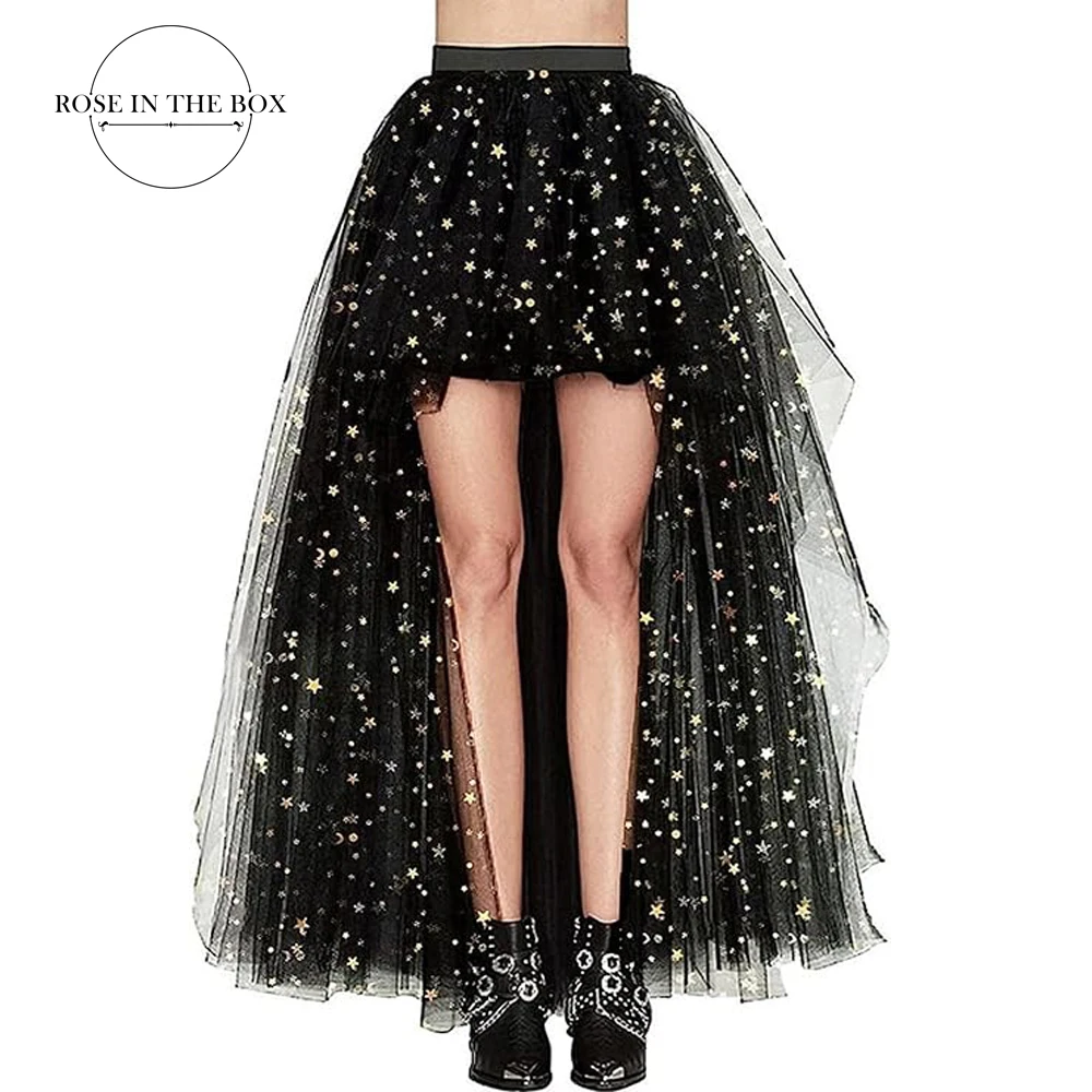 

Four Layer Hi-Lo Long Tulle Women's Skirt Puffy Petticoat Black Tutu Skirts Dance Ballet Skirt Sexy Jupon For Party