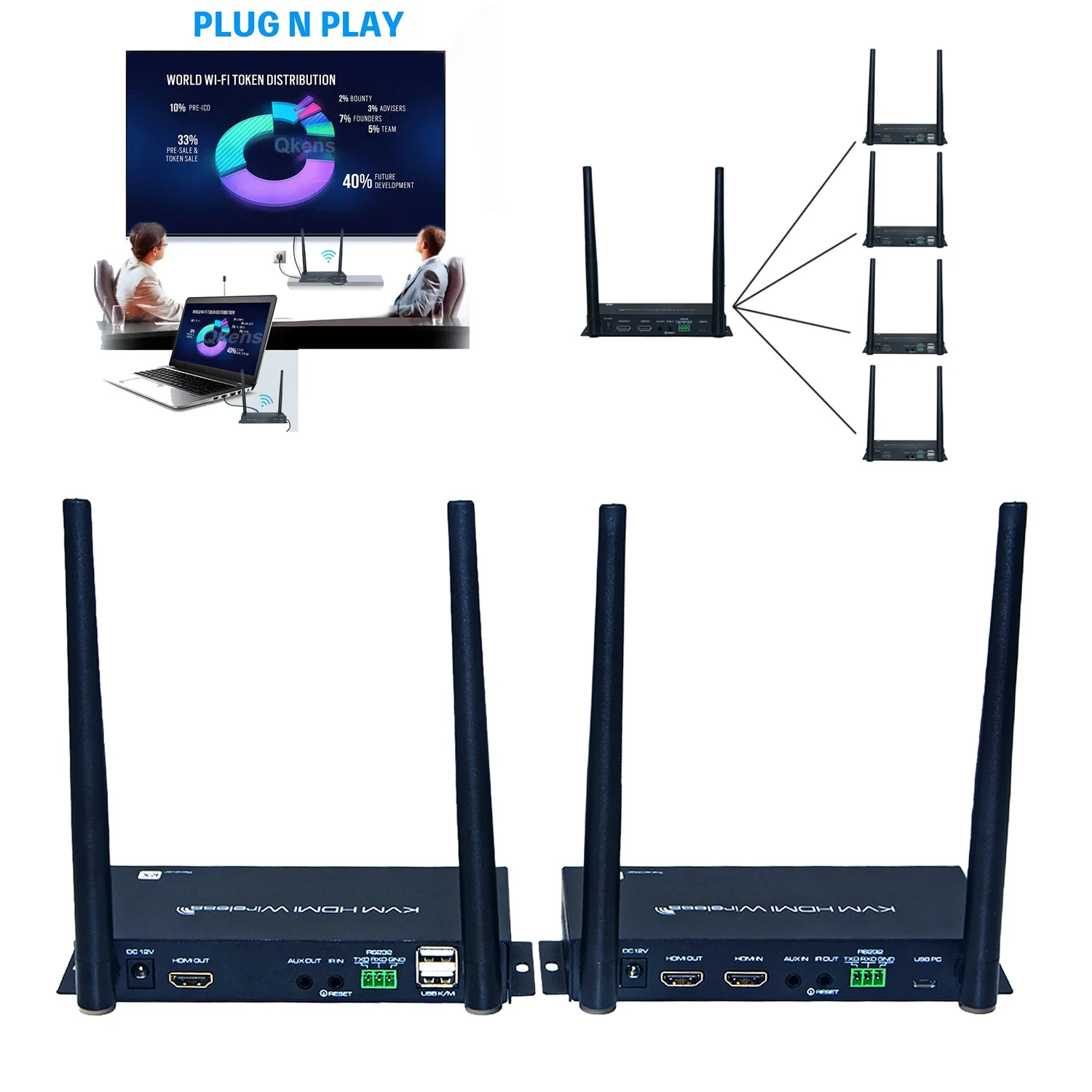 4K 100M Wireless Hdmi Kvm Extender Trasmettitore Video Ricevitore 5G 1080P Da 1 A 4 Splitter Fr Meeting Camera Pc A Tv Tastiera Mouse