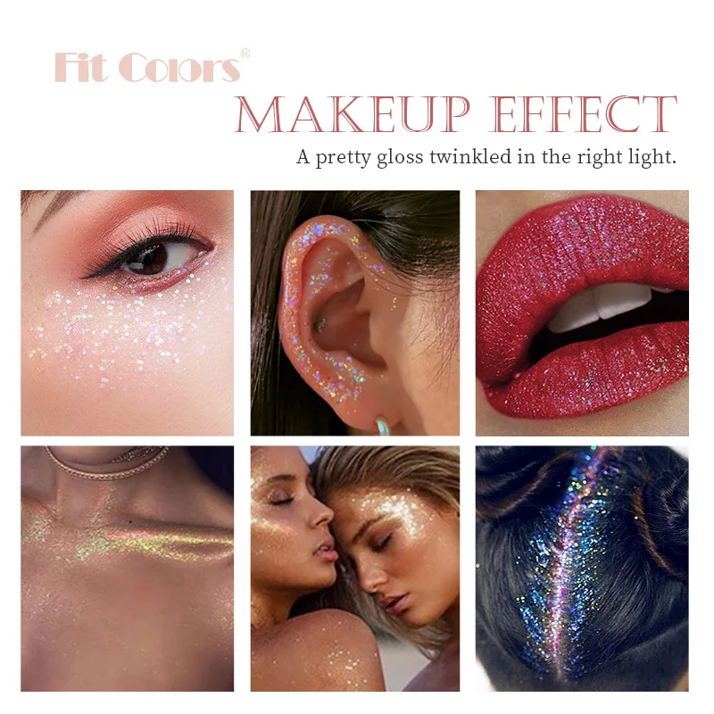 Facial&body Chameleon High Gloss Glitter Powder Long Lasting Waterproof Stage Party Glitter Eyeshadow Hair Face Body Glitter Gel 3