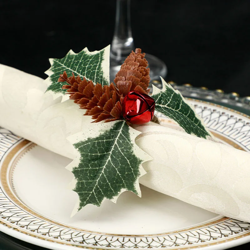 Christmas Napkin Ring Holders Vintage Twine Pine Cones Xmas Table ...