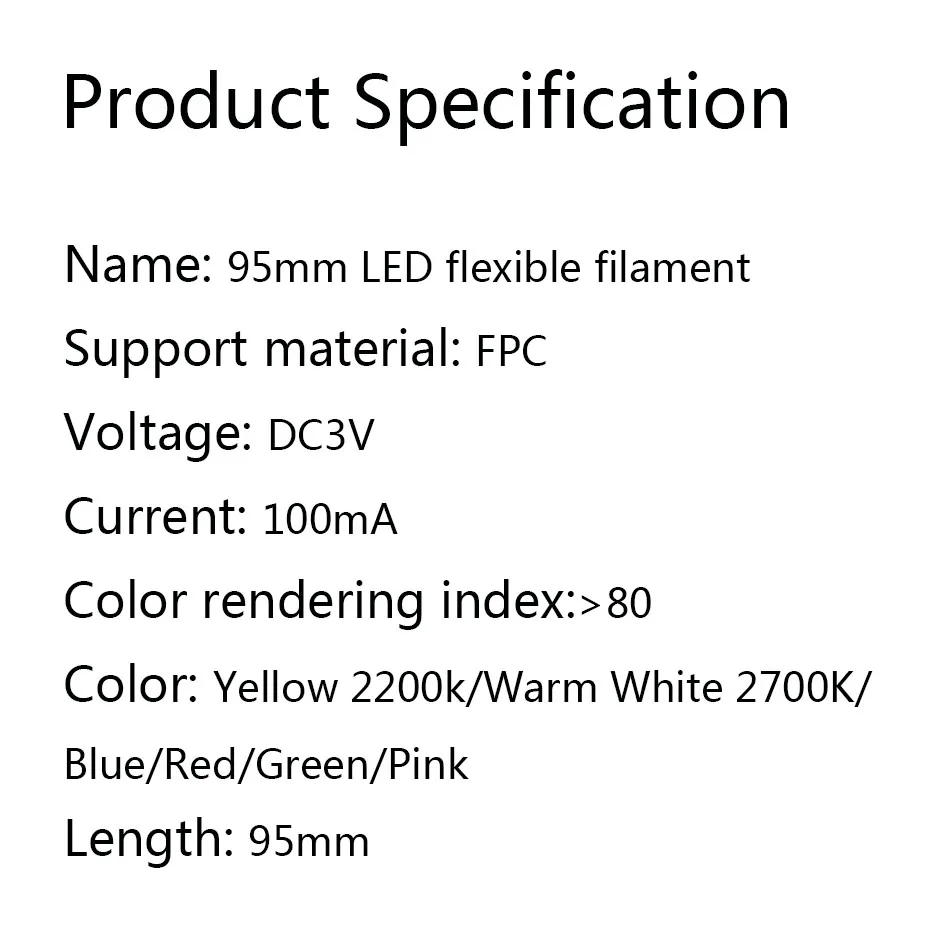 Description Picture 2 of item100pcs Edison Bulb LED Filament Lamp Parts 95mm DC3V LED Bead Incandescent Light Accessories Diode for holiday lighting DIY