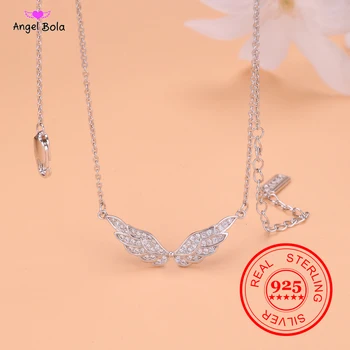 S925 스털링 실버 크리스탈 날개 펜던트 목걸이 여성용, 심플한 스타일 선물, 지르코니아 목걸이 선물, 새로운 액세서리