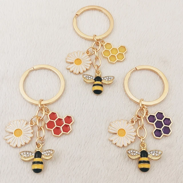 Porte-Clé en Forme de Cœur et de Fleur pour Homme et Femme, Mignon, Abeille,  Nid d'Abeille, Pendentif, Cadeau de Vacances, Accessoires de Sac à Main,  Bijoux - AliExpress