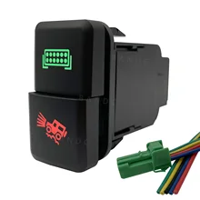  Led Light Bar Dual Push Button Switch Green&Red Led Push Switch with Wiring Connector for Toyota FJ Cruiser Prado Landcruiser 