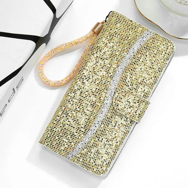 samsung silicone case Bling Lấp Lánh Sequin Ví Cầm Tay Cho Samsung Galaxy A03S 2021 Cao Cấp Ốp Lưng Da Coque Samsung 73 A03S A13 A53 A73 Một 03 S Flip Cover best case for samsung Cases For Samsung