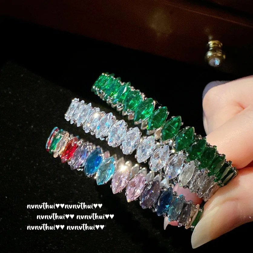 

Margaret Rainbow Droplet Gemstone Plated 18K Gold Peacock Green Zircon Wrapped Bracelet