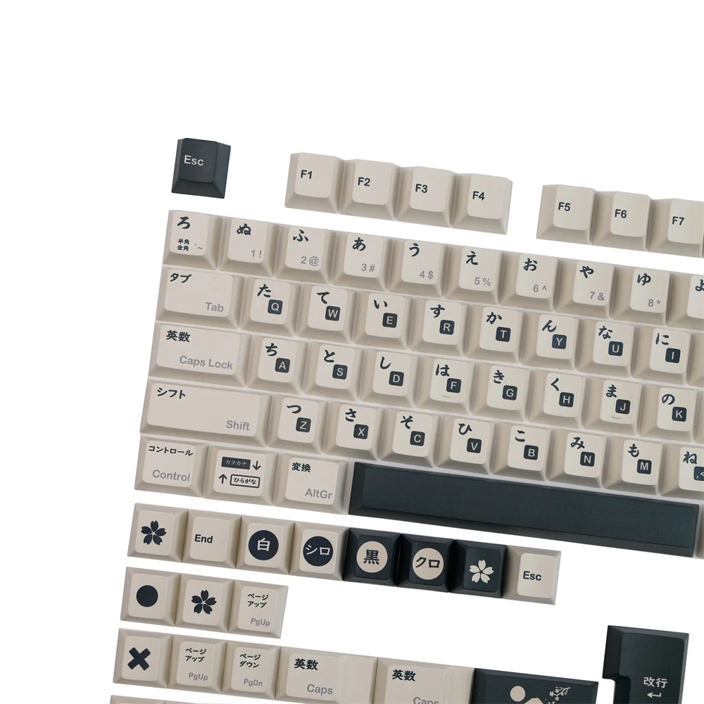 Pbt Keycap Japonês Branco Preto Keycaps Perfil Cereja Rosto Dye Subbed para Teclado Mecânico Gh60 Gk61 Cereja mx Switch - Imagem 4