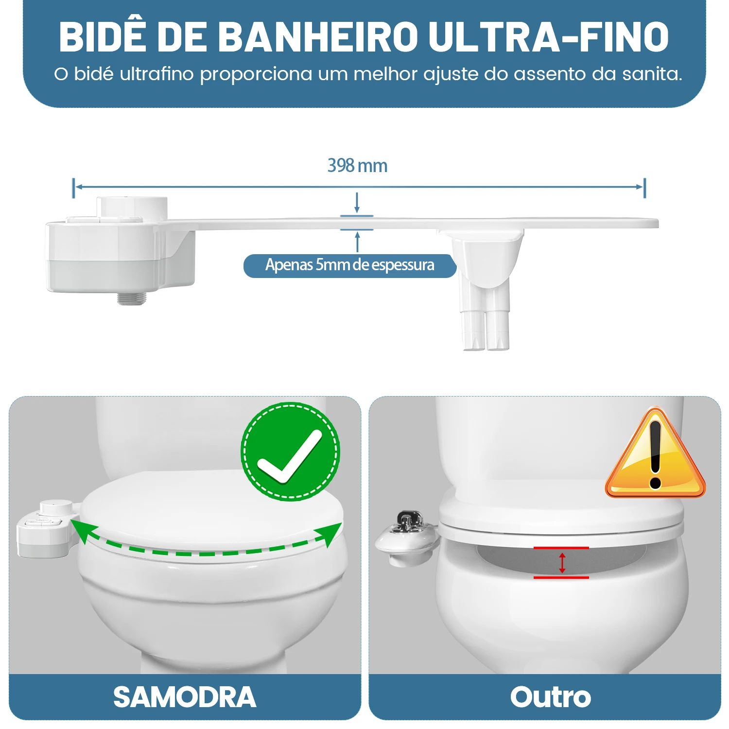 SAMODRA Non-Electric Bidet - Self Cleaning Dual Nozzle (Frontal and Rear  Wash) Fresh Water Bidet Toilet Seat Attachment