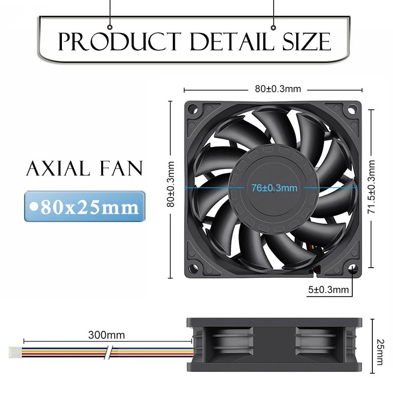 Gdstime 80 mm Caixa do Computador Ventilador de Refrigeração dc 12v sem Escova Dupla Rolamento de Esferas 8025 Ventilador de Reforço 80x25 mm 4pin Ventilador com Função Pwm Peças - Imagem 5