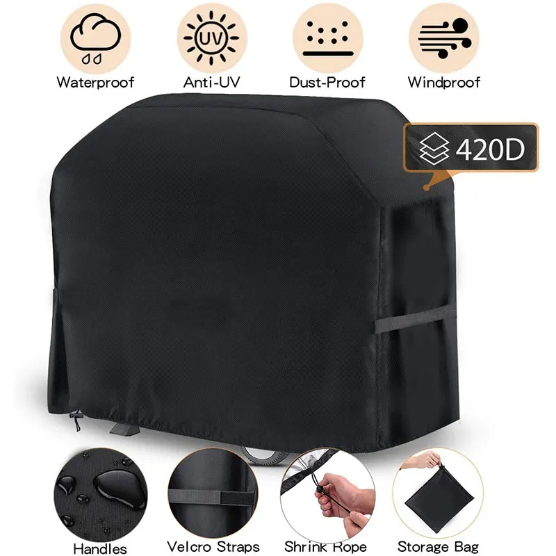 420D Bbq Grill Cover Outdoor Heavy Waterproof Barbeque Cover Antipolvere Rain Gas Carbone Copertura Del Forno Garden Grill Protection Hood