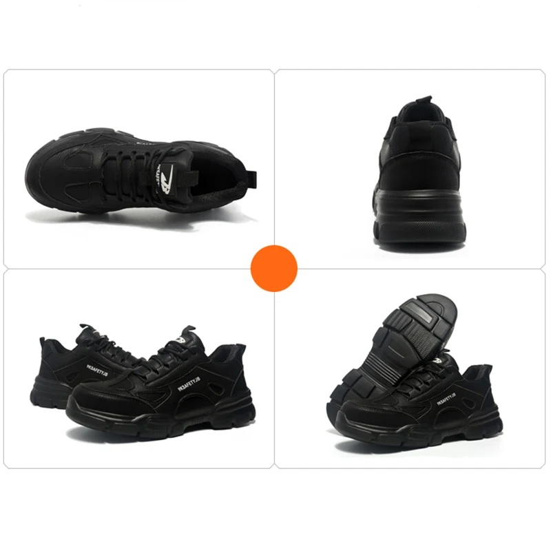 Waliantile Men New Work Safety Shoes For Daily Construction Working Boots Steel Toe Puncture Proof Indestructible Sneakers Male