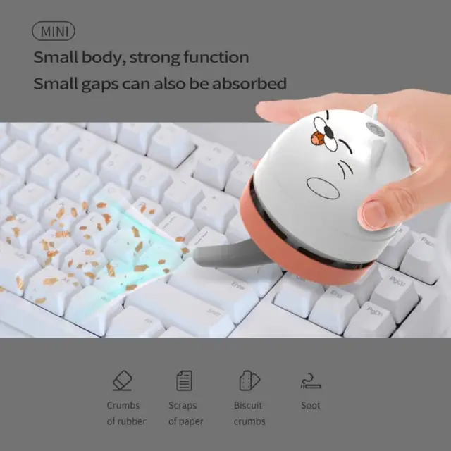 Mini Cute Pet Vacuum Cleaner USB Charging With Nozzle Clean Brush Detachable Portable Debris Piano Keyboard Car Vacuum Cleaner