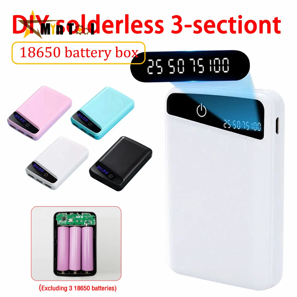 DIY 3*18650 Battery Power Bank Case 3 USB Ports Free Welder Battery Holder Shell No Soldering Storage Box for Phone Charger 2