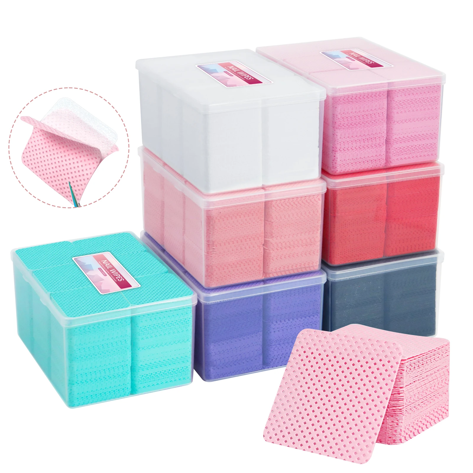 1080pcs Nail Polish Remover Wipes Nail Cleaning Pads Napkin Colorful Cotton Wipes Paper UV Gel Dust Cleaner For Manicure Tools
