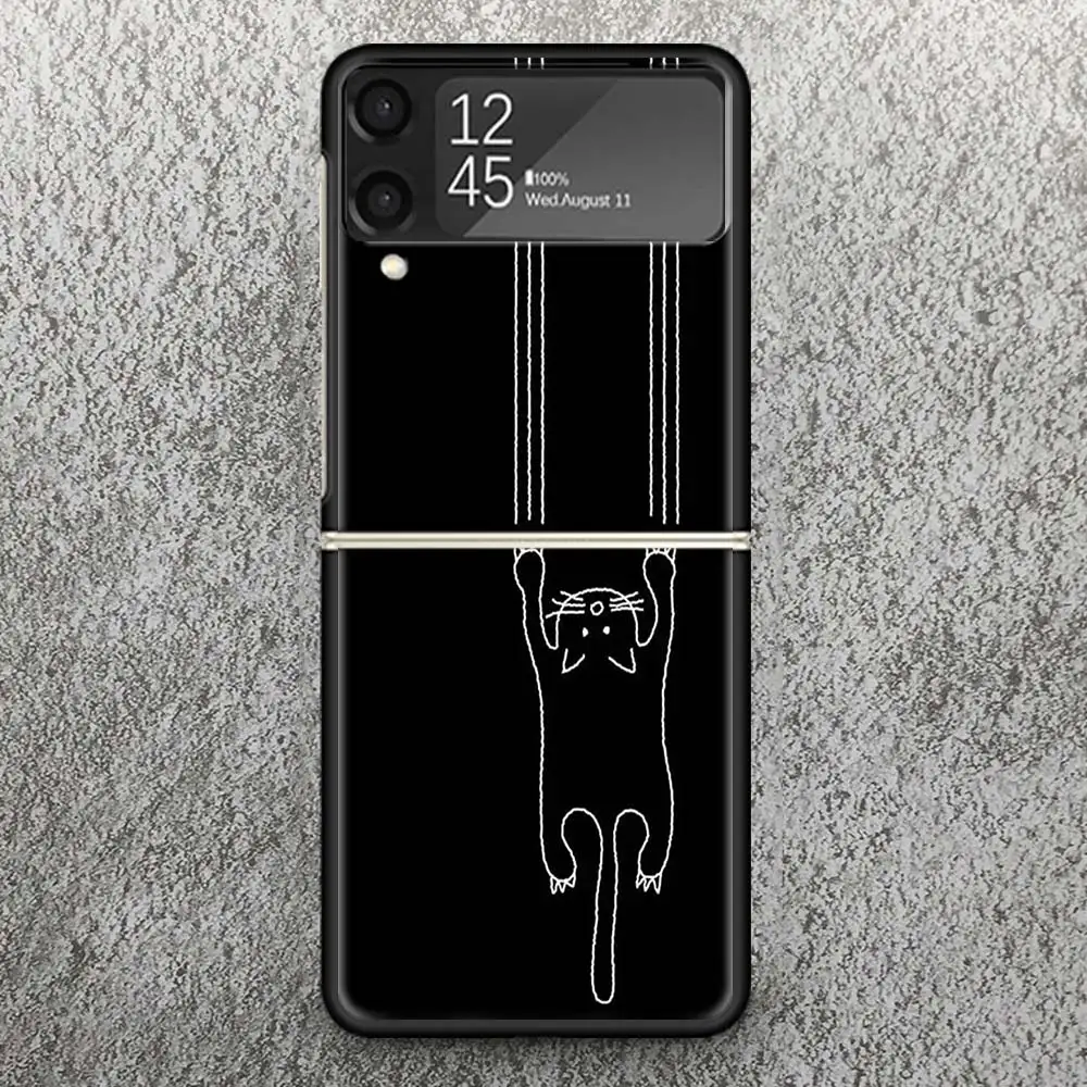 Cat Footprint Funny Paw Cute Zflip4 Zflip5 Phone Case For Samsung Z Flip3 Flip4 Flip5 5G ZFlip 4 5 3 Cover Cellphone Shell Funda