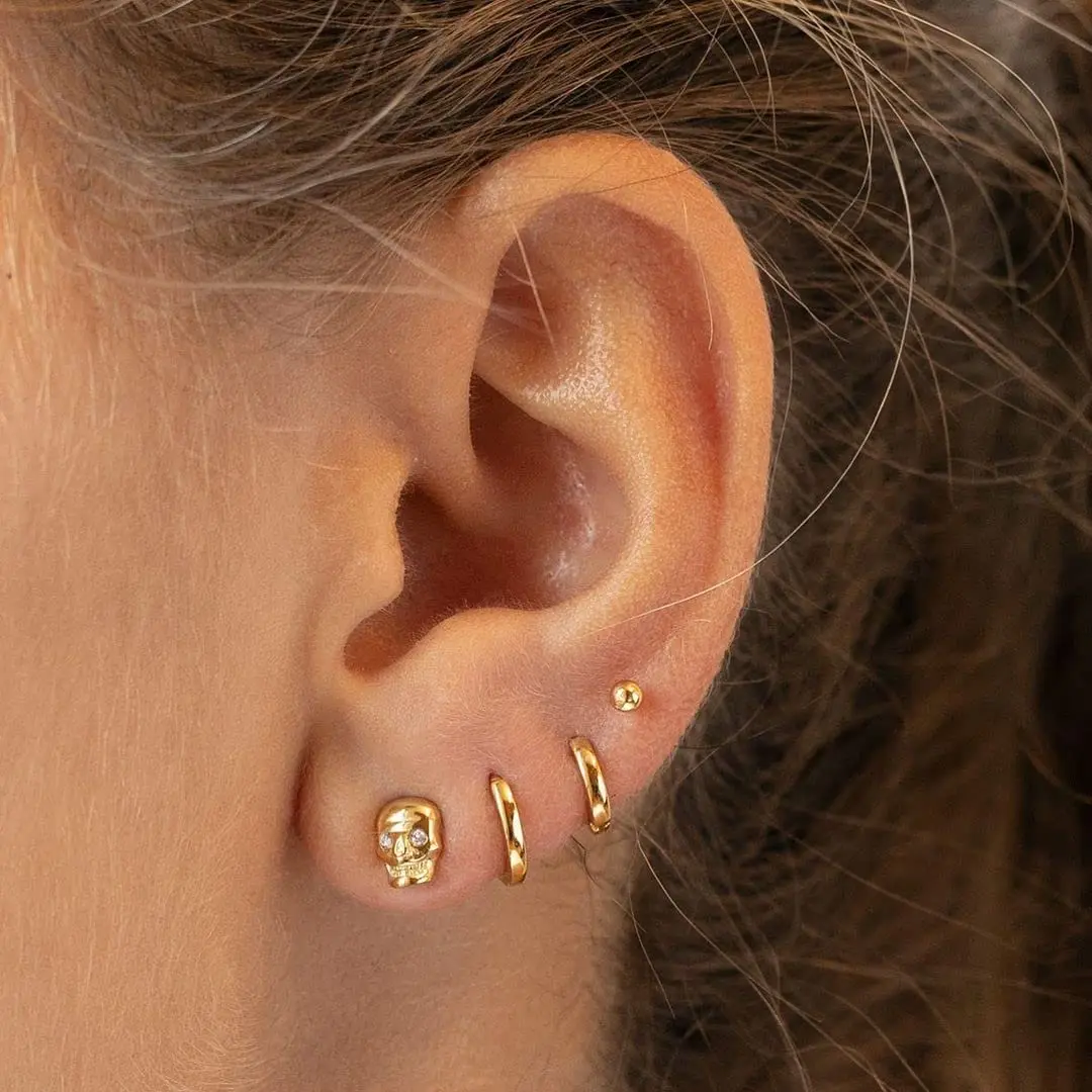 Shevalues Women 3 Pairs Small Earrings Lady Classic 14K Gold Hoop Fashion Tiny Huggie Hoop Earrings Set Hypoallergenic Earring 5