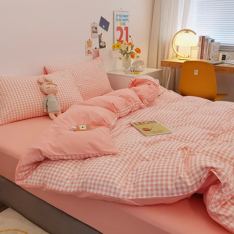 Fashion Striped Grid Printed Breathable Bedding Set