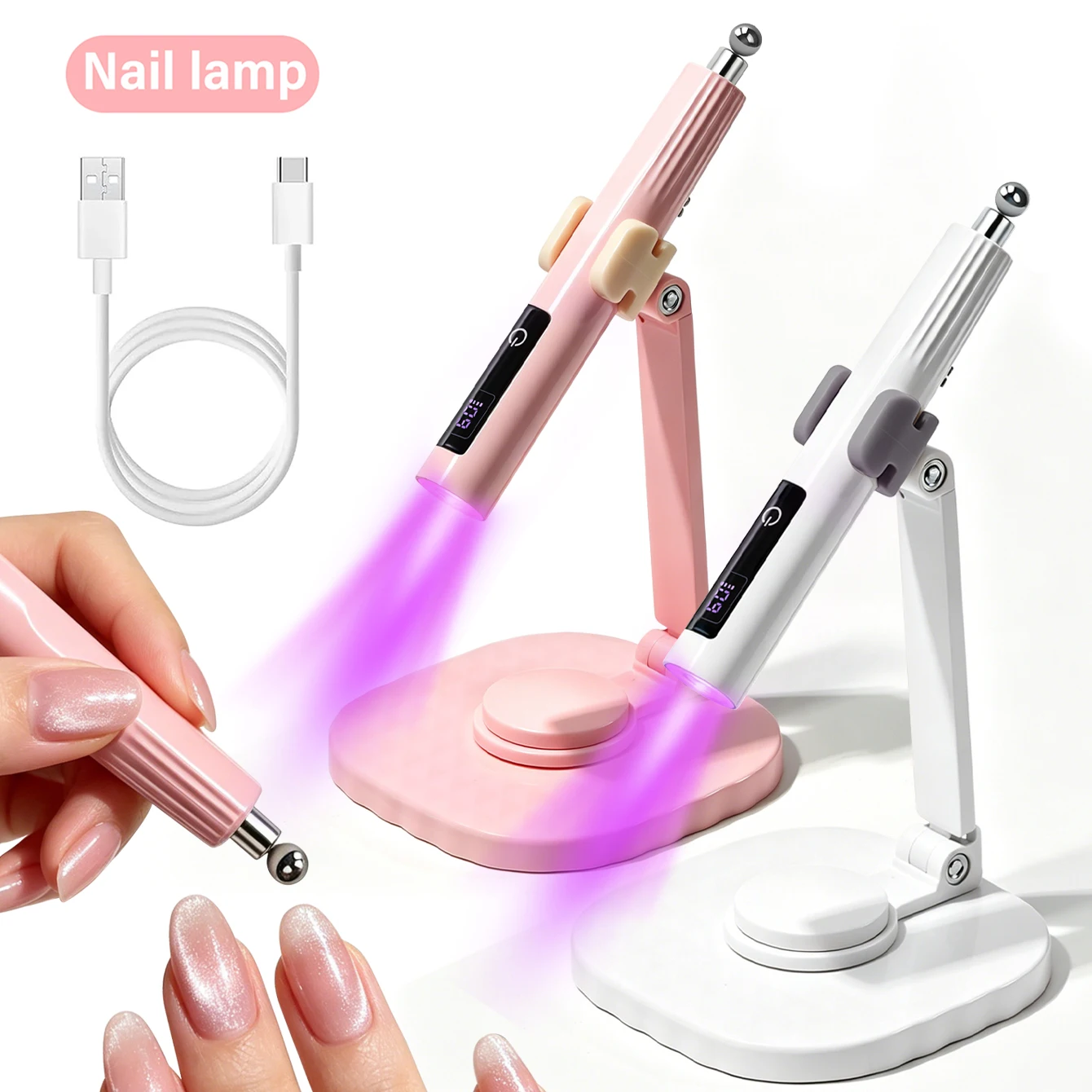 Lámpara UV LED para Uñas con Imán, Secador Táctil Recargable con Soporte, Luz UV para Secado de Uñas, Lámparas para Esmalte en Gel, Herramientas de Curado