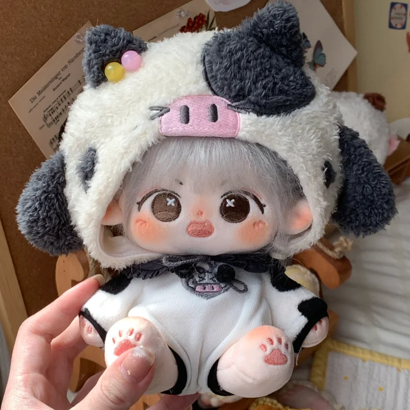 

20cm Cotton Doll Idol Plush Baby Toys Cow Clothes Dressing High Quality Cute Stuffed Customization Figure Toys Collection Gift