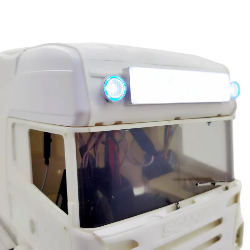 LED Angel Eyes Light Front Headlight Dome Lamp For 1/14 Tamiya RC Truck SCANIA ACTROS MAN TGX VOLVO AROCS Tamiya LESU Parts 2