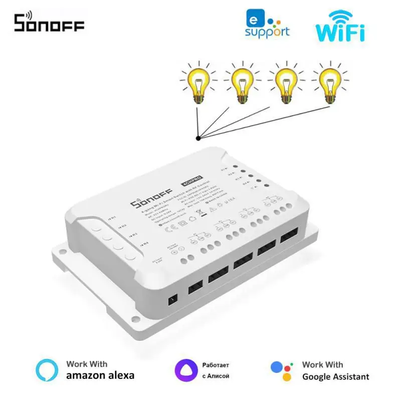 

SONOFF 4CH R3/ 4CH PRO R3 Wifi Switch Module 4 Gang Wi-Fi DIY Smart Switch APP Voice Control Smart Home Works With Alexa Google