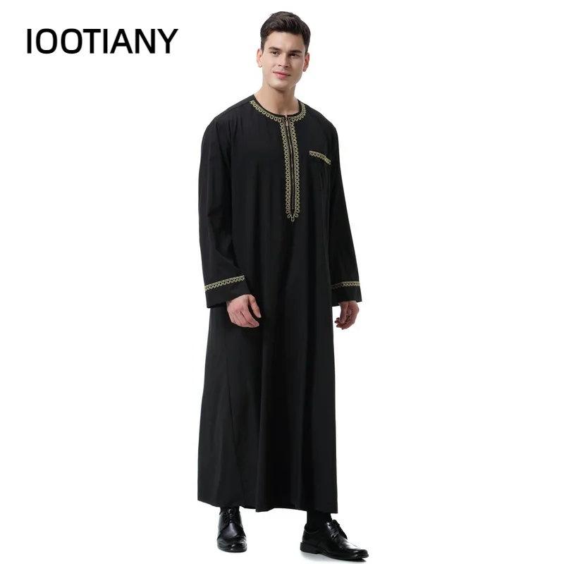 

Muslim islamic Clothing Men Jubba Thobe print zipper Kimono Long Robe Saudi Musulman Wear abaya caftan Islam Dubai Arab Dressing