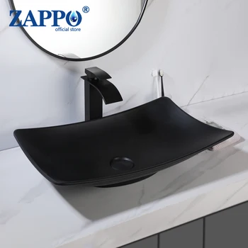 อ่างล้างหน้า ZAPPO แบบวางบนเคาน์เตอร์ อ่างล้างหน้าทรงสี่เหลี่ยม ทำจากเรซิ่นหิน สีดำขนาดเล็ก สำหรับห้องน้ำ โรงแรม มี 4 สี 1