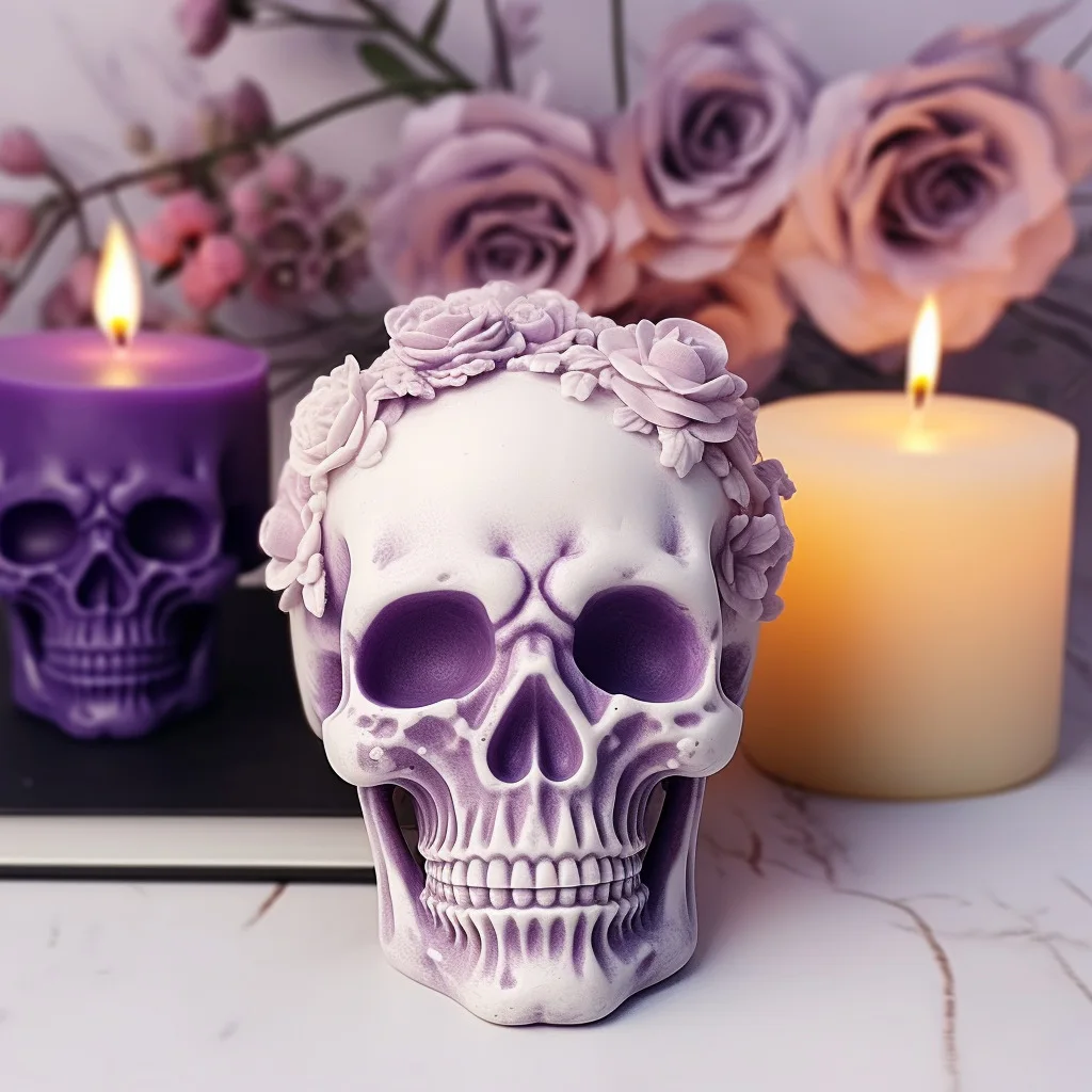 Reusable food-grade silicone mold skull rose design