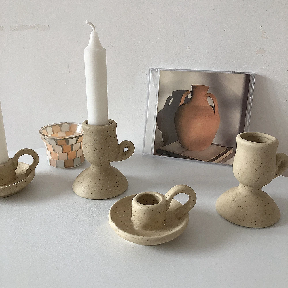 Decorative Ceramic Candle Holder Nordic Candlestick Stands For Dining