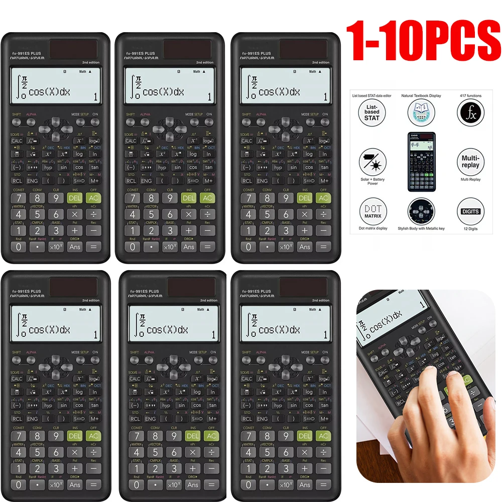 991EX Scientific Calculator Original Digital Display 696 Functions For High School University Solar 1-10pc scientific calculator