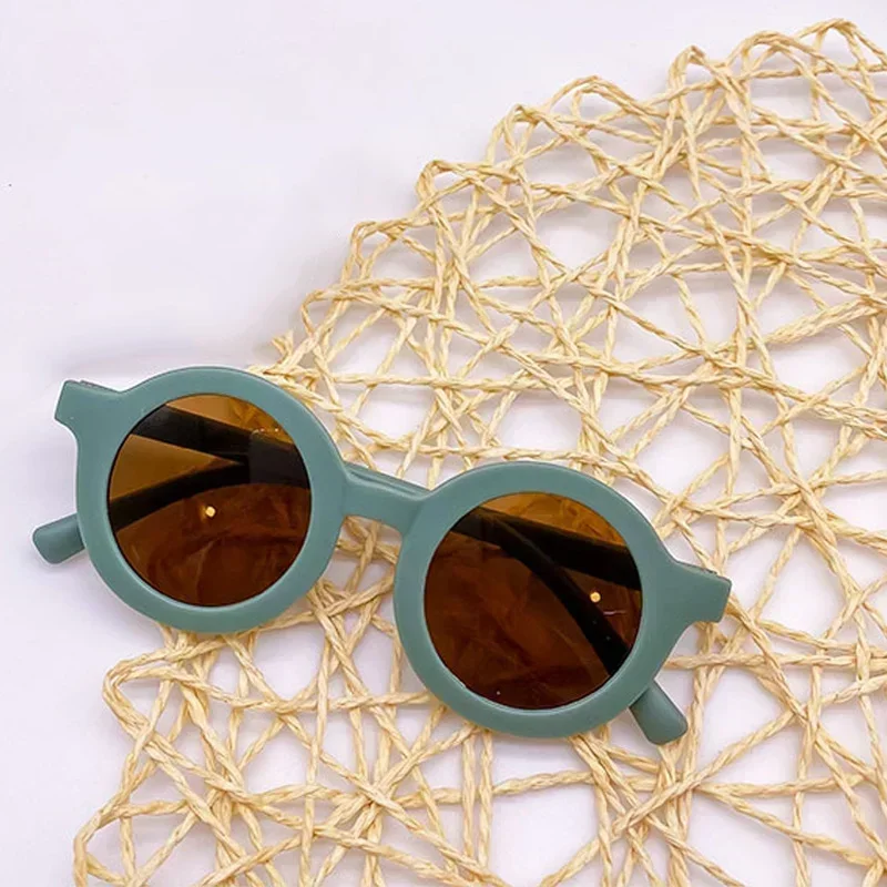 Kids retro round cartoon boy & girl sunglasses vintage baby toddler colorful shades UV goggles