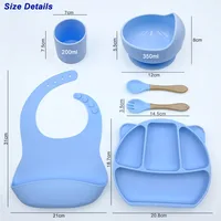 6Pcs Bear Dinner Plate Feeding Set For Kid Free Personalized Name Food Grade Silicone Suction Cup Plates Bowl Baby Tableware Set 2