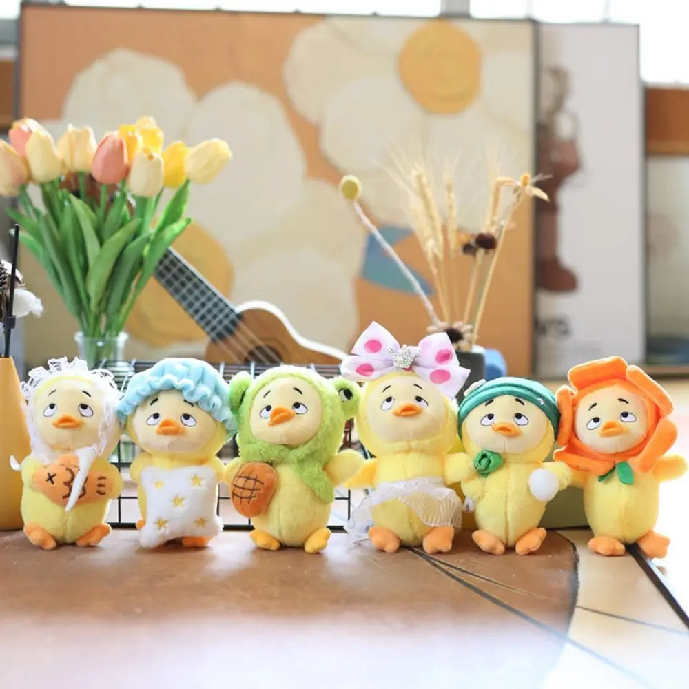 시뮬레이션 짜증나는 오리 봉제 열쇠 고리, 부드러운 봉제 펜던트, 귀여운 작품, 너무 짜증나는 작은 노란색 오리 봉제 열쇠 고리