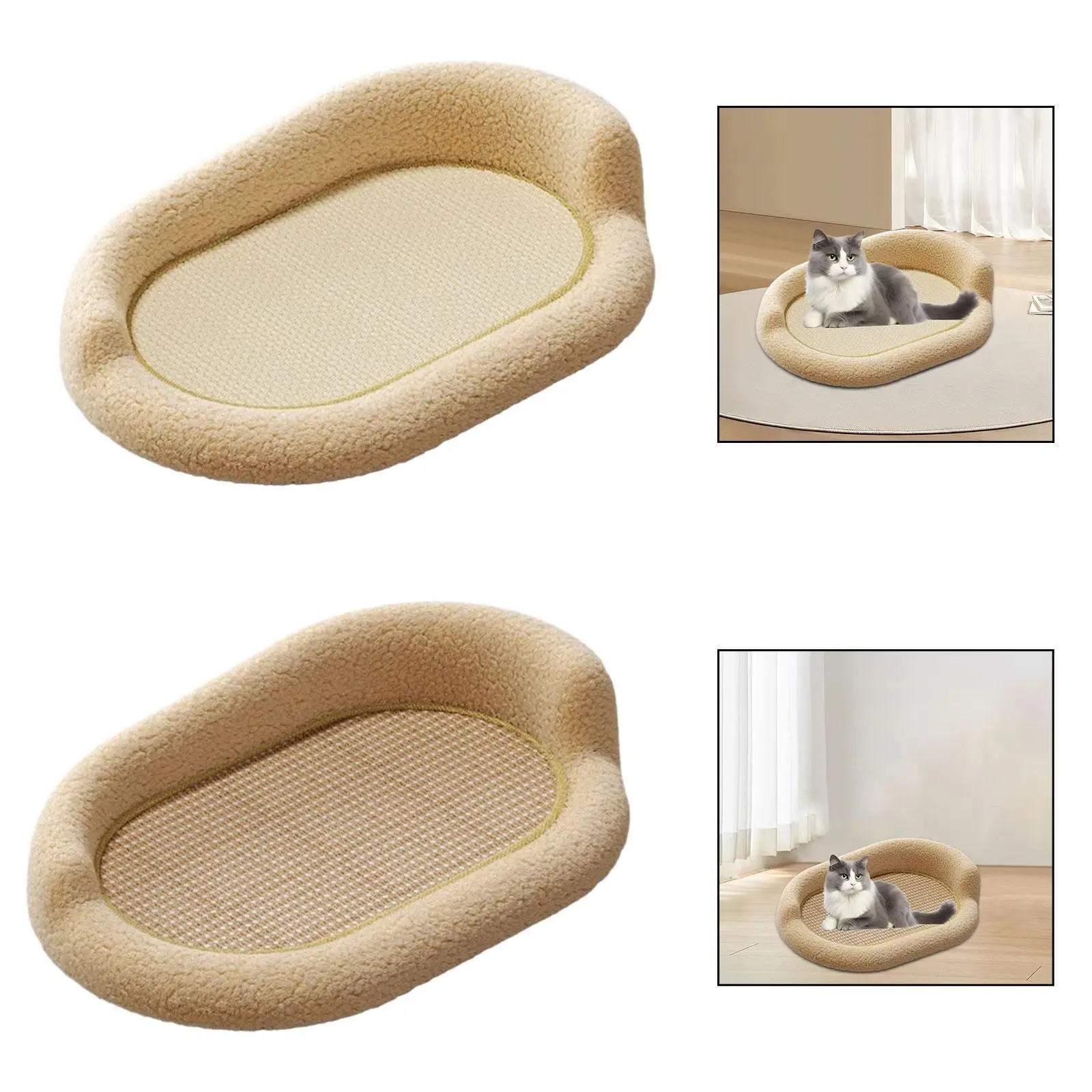 Oval Cat Scratcher Lounge for Grinding Claw Lightweight 61x40x25cm Comfortable Multipurpose with Raised Edge Scratch Pad