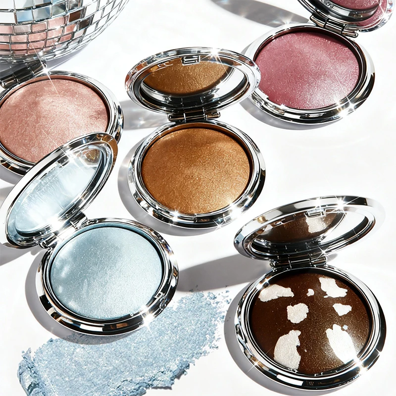 Pearlescent Sparkle Highlight Palette Bronze Shimmer Fine Powder Cream Glitter Eyeshadow Blusher Shiny Face Brightening Makeup_voghion.com