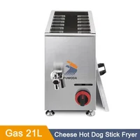 Hot Dog Roller Maker Sausage Cheese Snacks Food Commercial 21L Large Capacity Gas Cheese Hot Dogs Sticks With Deep Fryer Machine 2