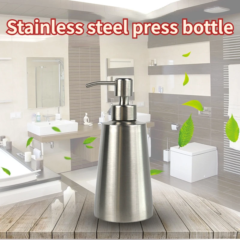 

350ml Stainless Steel Liquid Soap Dispenser Bathroom Soap Container Pump Shampoo Lotion Dispenser Bottle Hand Sanitizer Holder