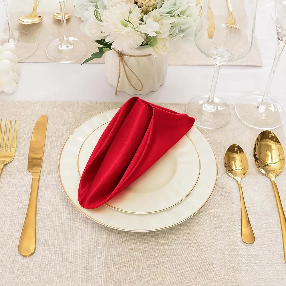 Satin Napkin Serving Square For Table Decoration Dinner Towel For Wedding Party Home Hotel Christmas 30cm X30cm 6pcs