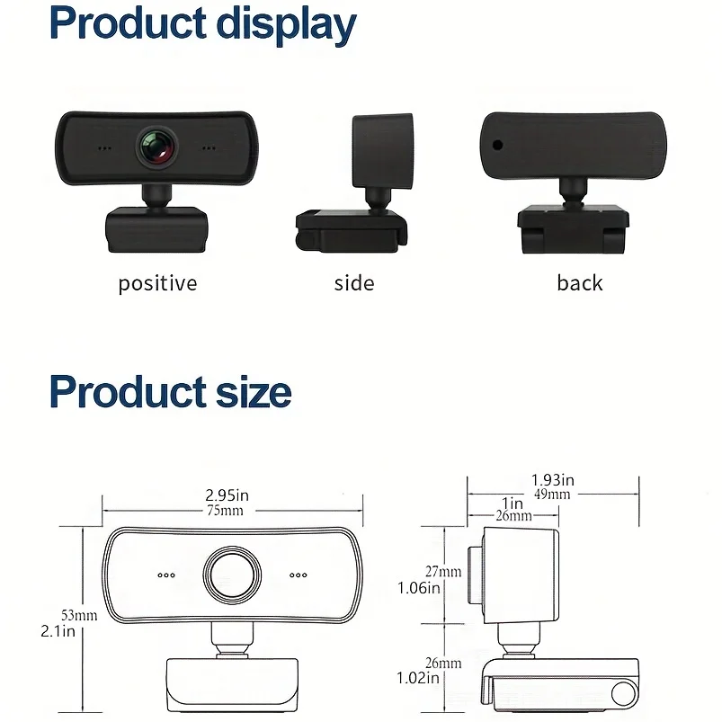PC Webcam USB HD 2K for Desktop Laptops