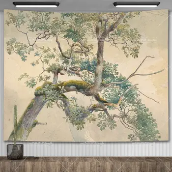 Vintage Tree Tapestry Wall Art Watercolor Paintings 1
