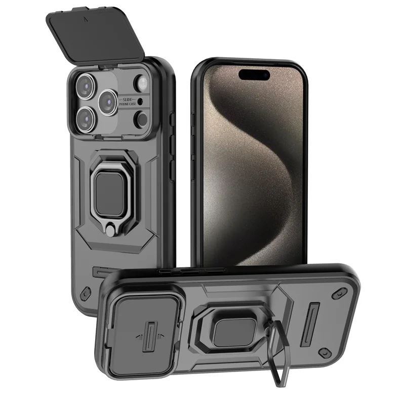 Armor Protective Case with Slide Camera Cover and Ring Holder