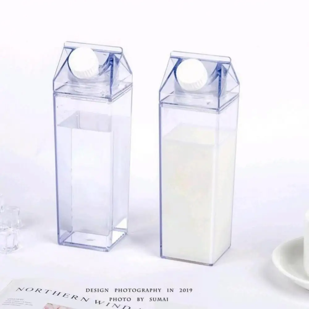 Creative Square Transparent Milk Kettle Cup Plastic Leak-proof Water Bottles Modern Food-grade Drinkware Special Milk Drinkware