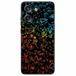 Black Silicone TPU Soft Phone Case with Animal Lion and Space Print for Moto G75 5G (R02.CH.1)