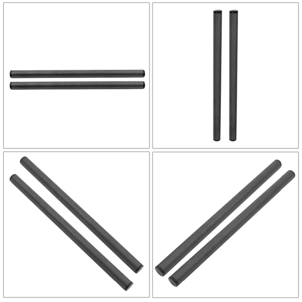 2PCS 10cm 25cm 30cm 40cm Carbon Fiber Tube Rod w/ 15mm Telephoto Lens Support fo