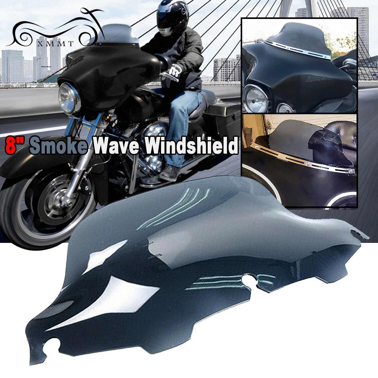 Motorrad Windschutzscheibe Touring Street Glide - 4.5 Zoll Schwarz
